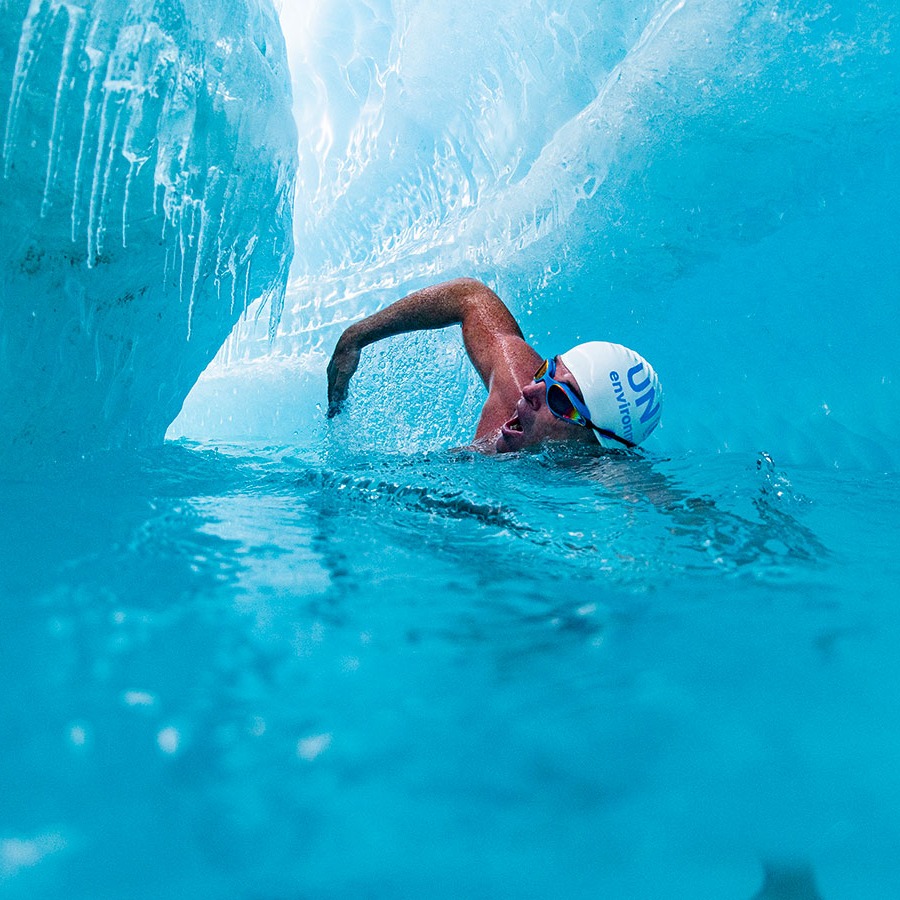 Antarctica’s glaciers are melting so fast, you can swim in them. In a Speedo.
